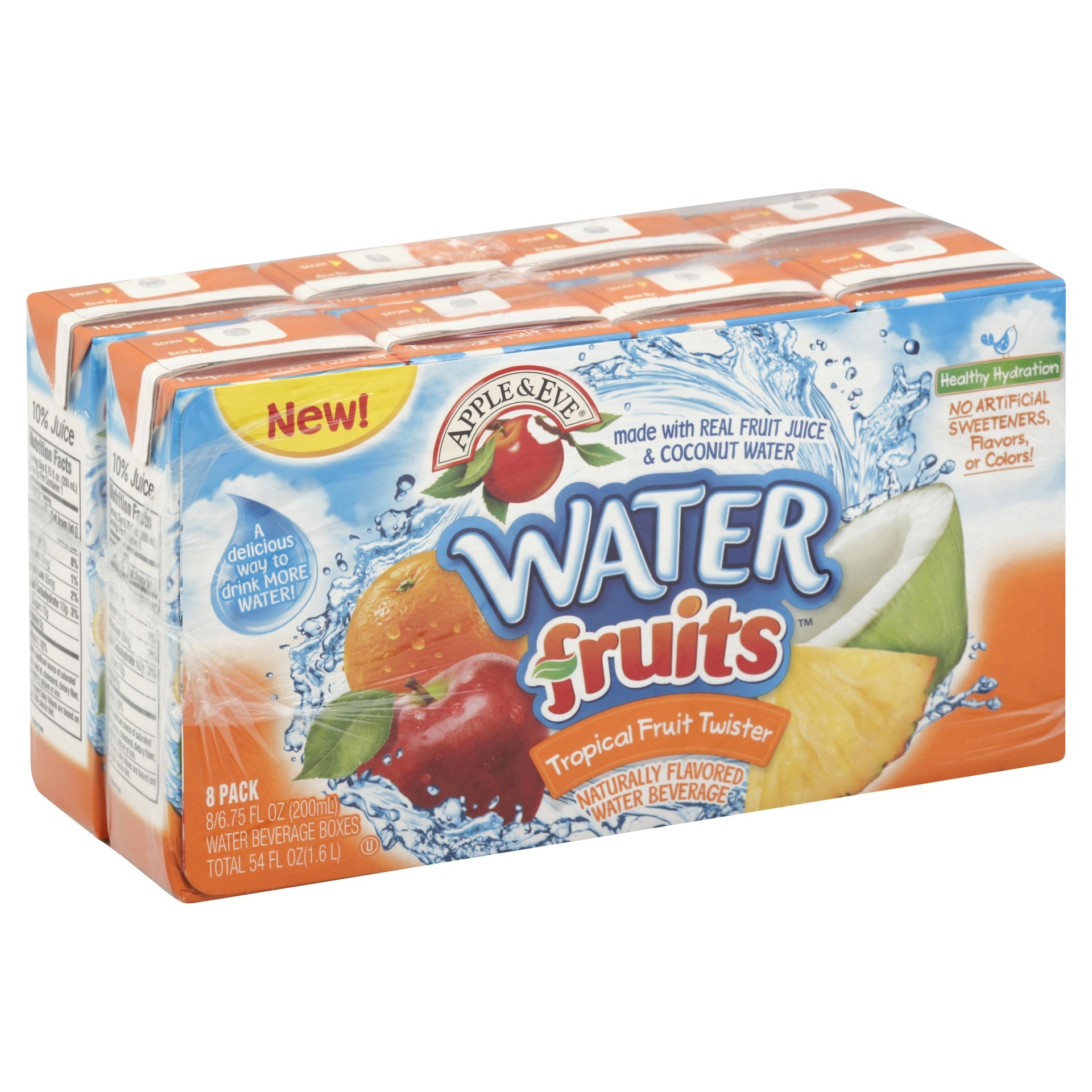 slide 1 of 1, Apple & Eve Tropical Fruit Twister Waterfruits, 8 ct; 6.75 fl oz