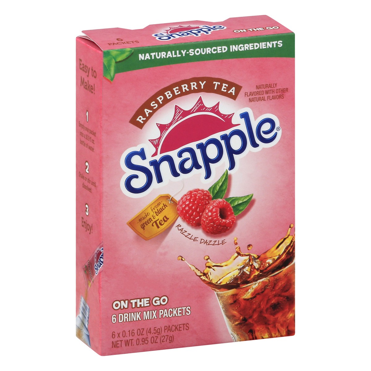 slide 8 of 13, Snapple On The Go Raspberry Tea Drink Mix Packets 6 ea, 1 ct