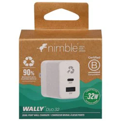 Nimble Wally White Duo 32W Wall Charger - 1 ea