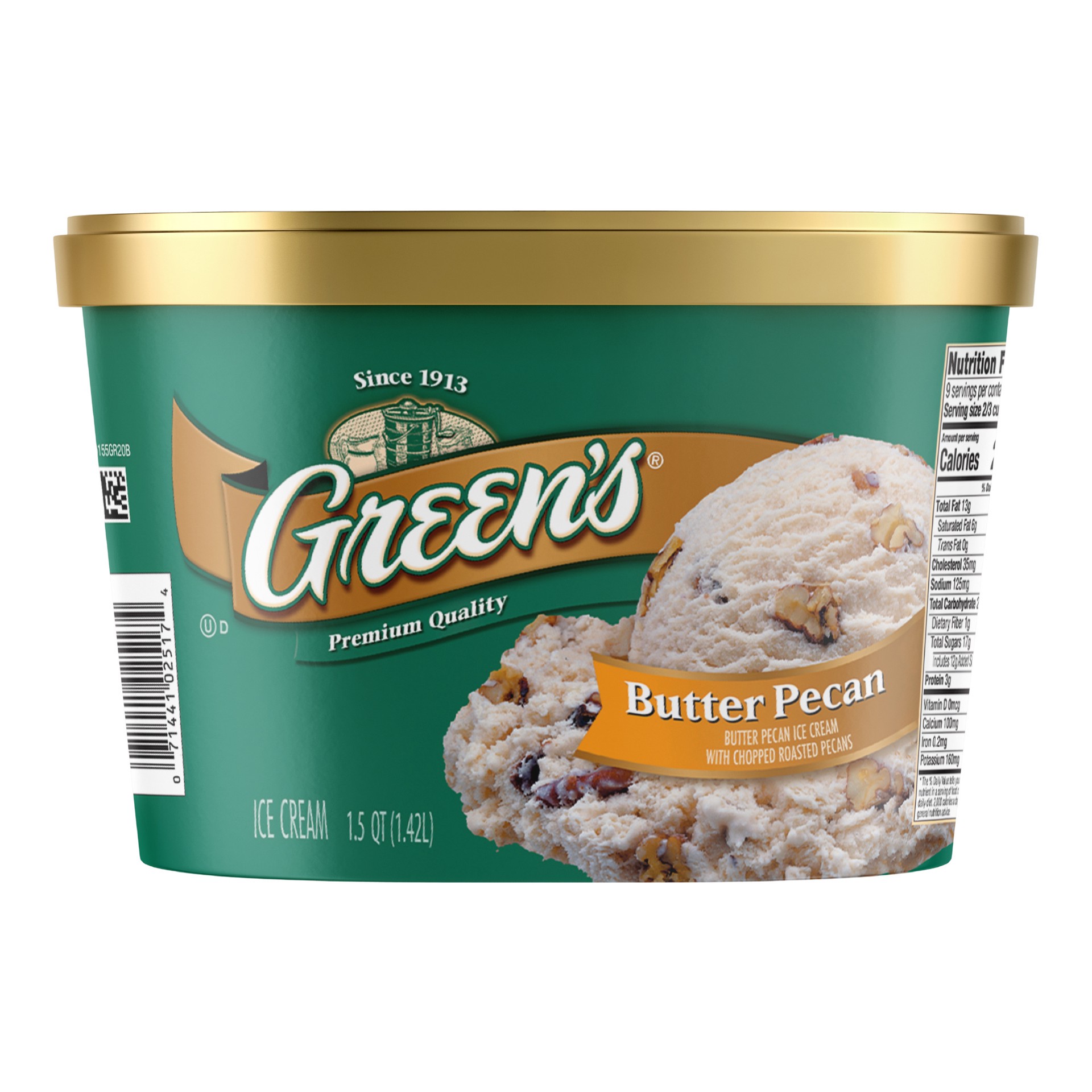 slide 1 of 10, Green's Butter Pecan Premium Ice Cream, 1.5 Quarts, 1.5 qt