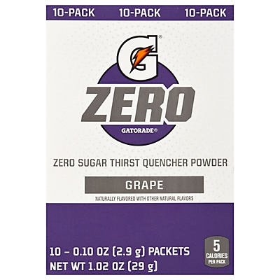 slide 1 of 1, Gatorade Zero Sugar Grape Thirst Quencher Powder Packets, 10 ct