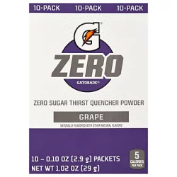 Gatorade G Zero Grape Sport Mix - 10pk/0.084oz Pouches