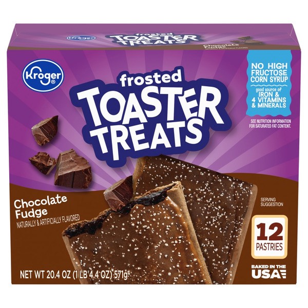 slide 1 of 1, Kroger Chocolate Fudge Toaster Treats, 12 ct
