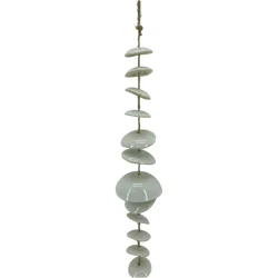 ROOM & RETREAT White Ceramic Handmade Curved Bell Windchime With Cascading White Disks Ceramic White Wind Chime