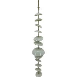 ROOM & RETREAT White Ceramic Handmade Curved Bell Windchime With Cascading White Disks Ceramic White Wind Chime