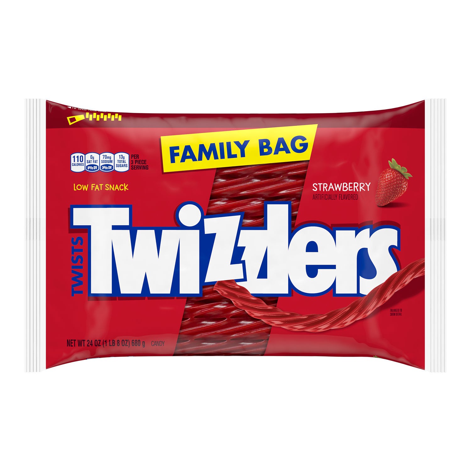 slide 1 of 7, Twizzlers Twists Strawberry Flavored Licorice Style, Low Fat Candy Family Bag, 24 oz, 24 oz