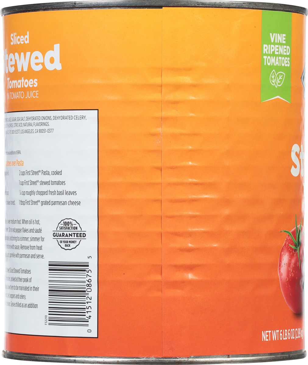 slide 4 of 14, Cb22 First Street Sliced Stewed Tomatoes, 102 oz