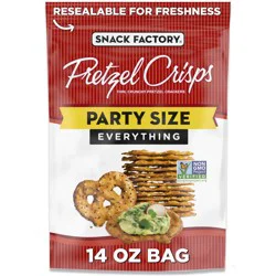 Snack Factory Everything Pretzel Crisps, Non-GMO, 14 OZ Party Size Bag