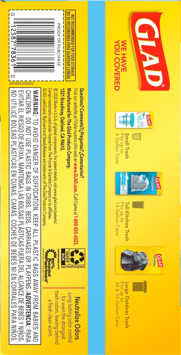 slide 6 of 9, Glad Force Flex Drawstring Fresh Clean Odor Shield 13 Gallon 40ct, 40 ct