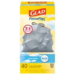 Glad Force Flex Drawstring Fresh Clean Odor Shield 13 Gallon 40ct