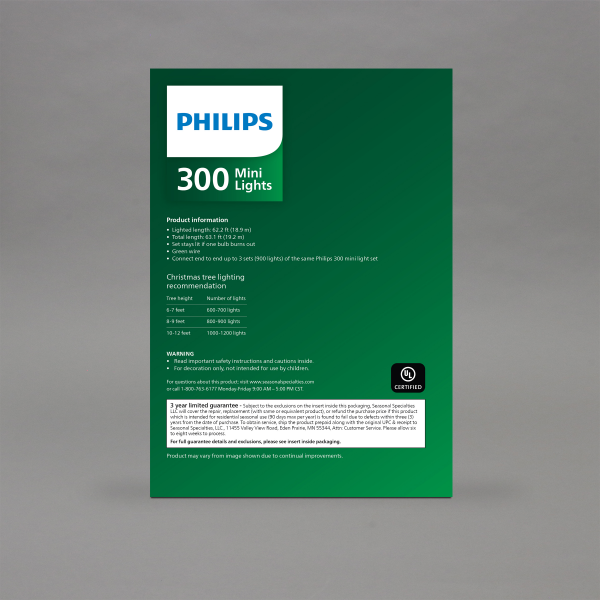 slide 9 of 17, Philips 300 Mini Lights, Clear, 62.2 ft