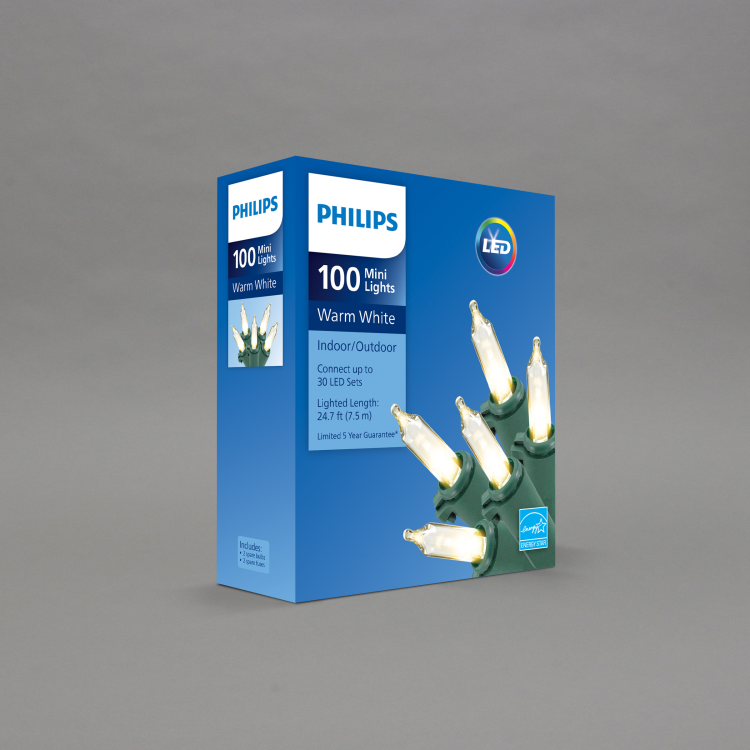 slide 2 of 4, Philips LED 100 Mini Lights, Warm White, 24.7 ft ltd