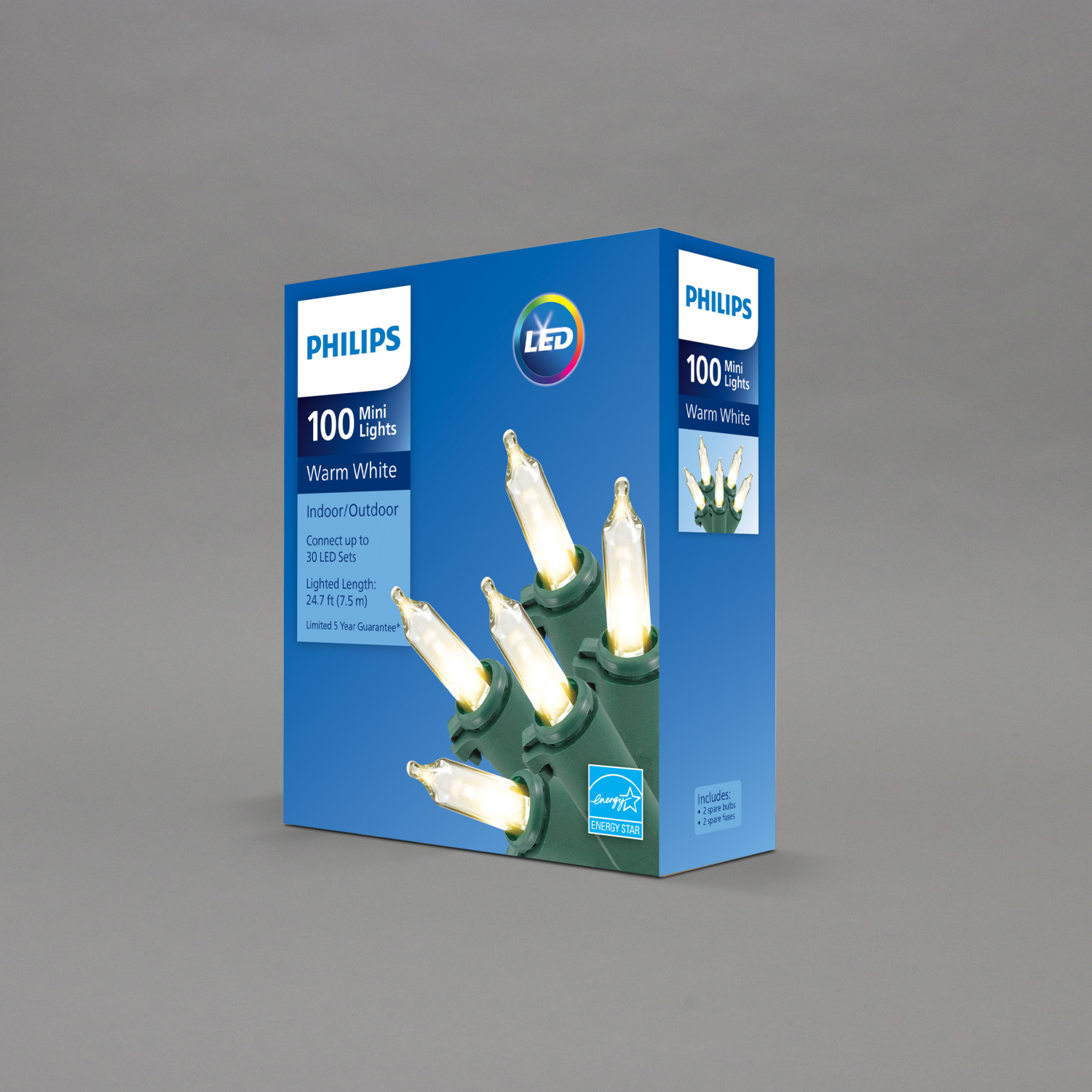 slide 3 of 4, Philips LED 100 Mini Lights, Warm White, 24.7 ft ltd