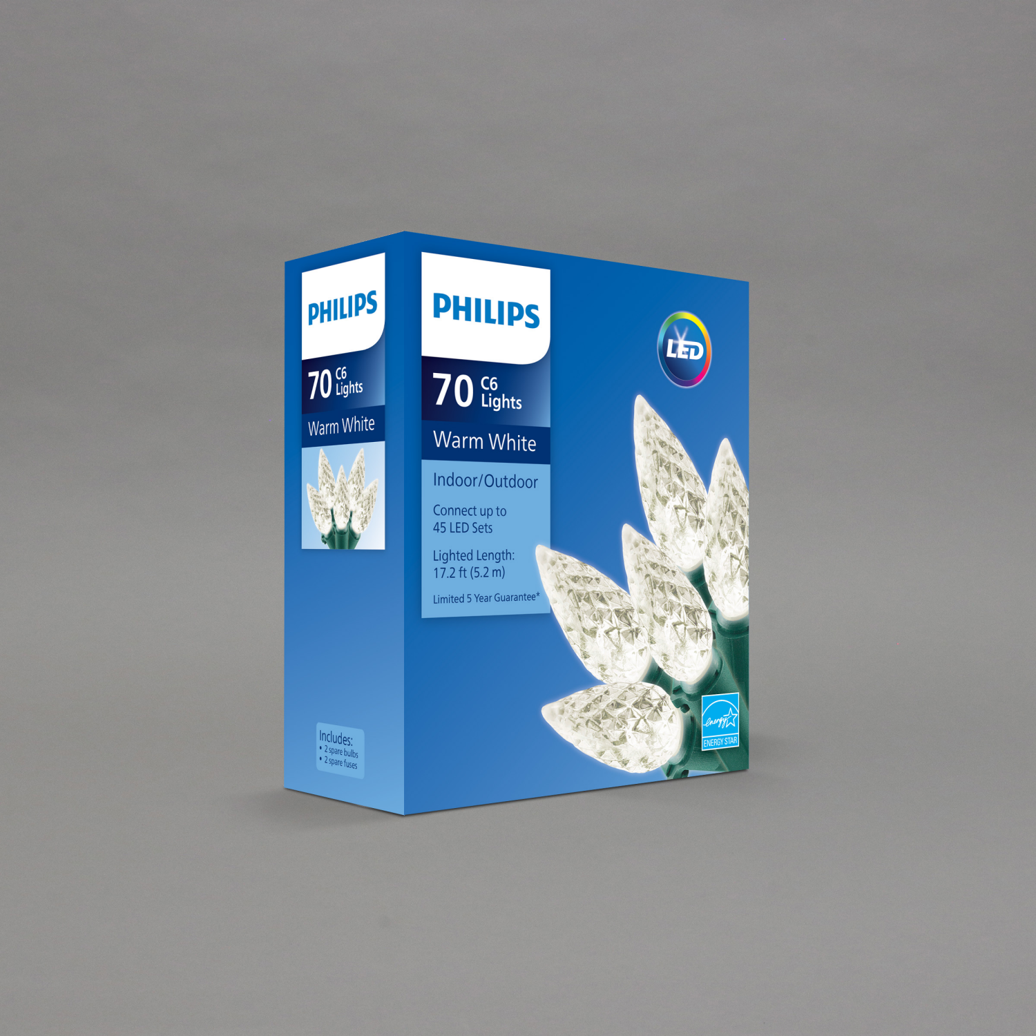 slide 2 of 4, Philips Warm White Led C6 Indoor / Outdoor Christmas Lights, 70 ct