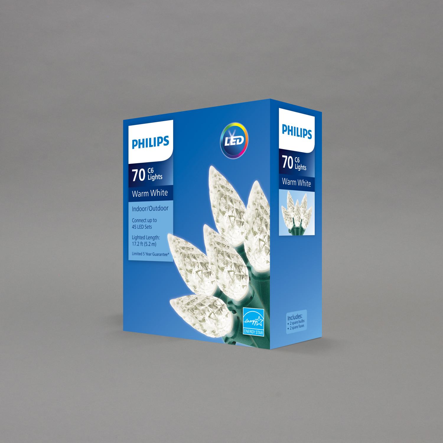 slide 3 of 4, Philips Warm White Led C6 Indoor / Outdoor Christmas Lights, 70 ct