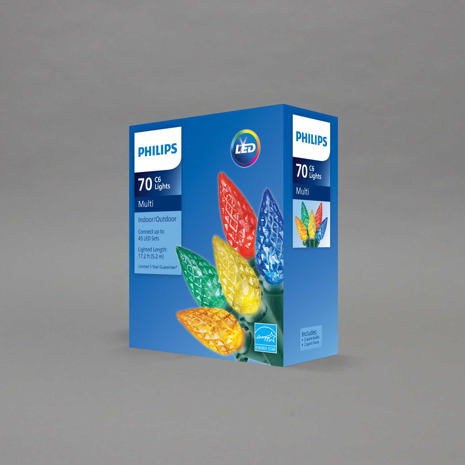 slide 3 of 4, Philips Multi Color Led C6 Indoor / Outdoor Lights, 70 ct