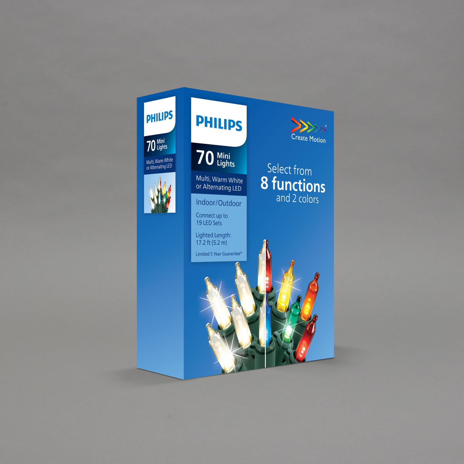 slide 2 of 4, Philips LED 8-Function/2-Color 70 Mini Lights, Multi/Warm White, 17.25 ft ltd