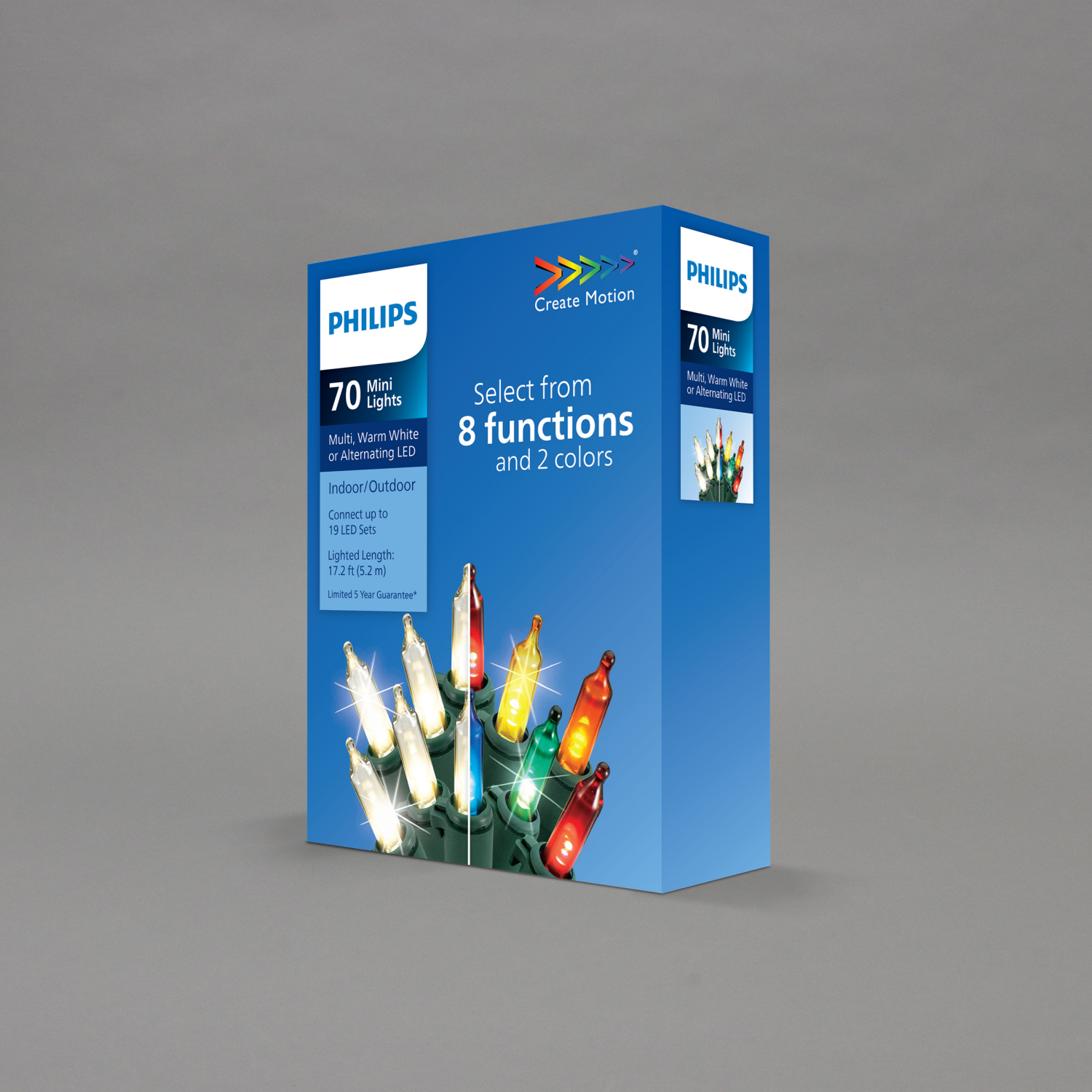 slide 3 of 4, Philips LED 8-Function/2-Color 70 Mini Lights, Multi/Warm White, 17.25 ft ltd