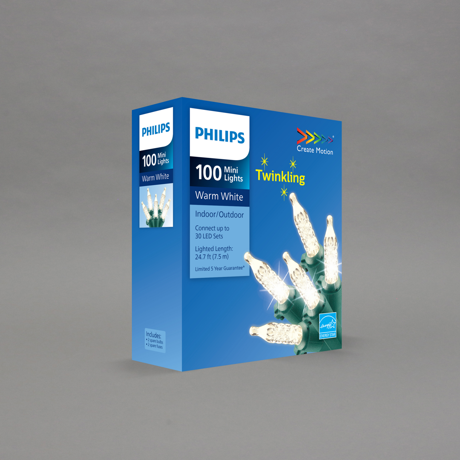 slide 2 of 4, Philips LED Create Motion Twinkling 100 Mini Lights, Warm White, 24.7 ft ltd