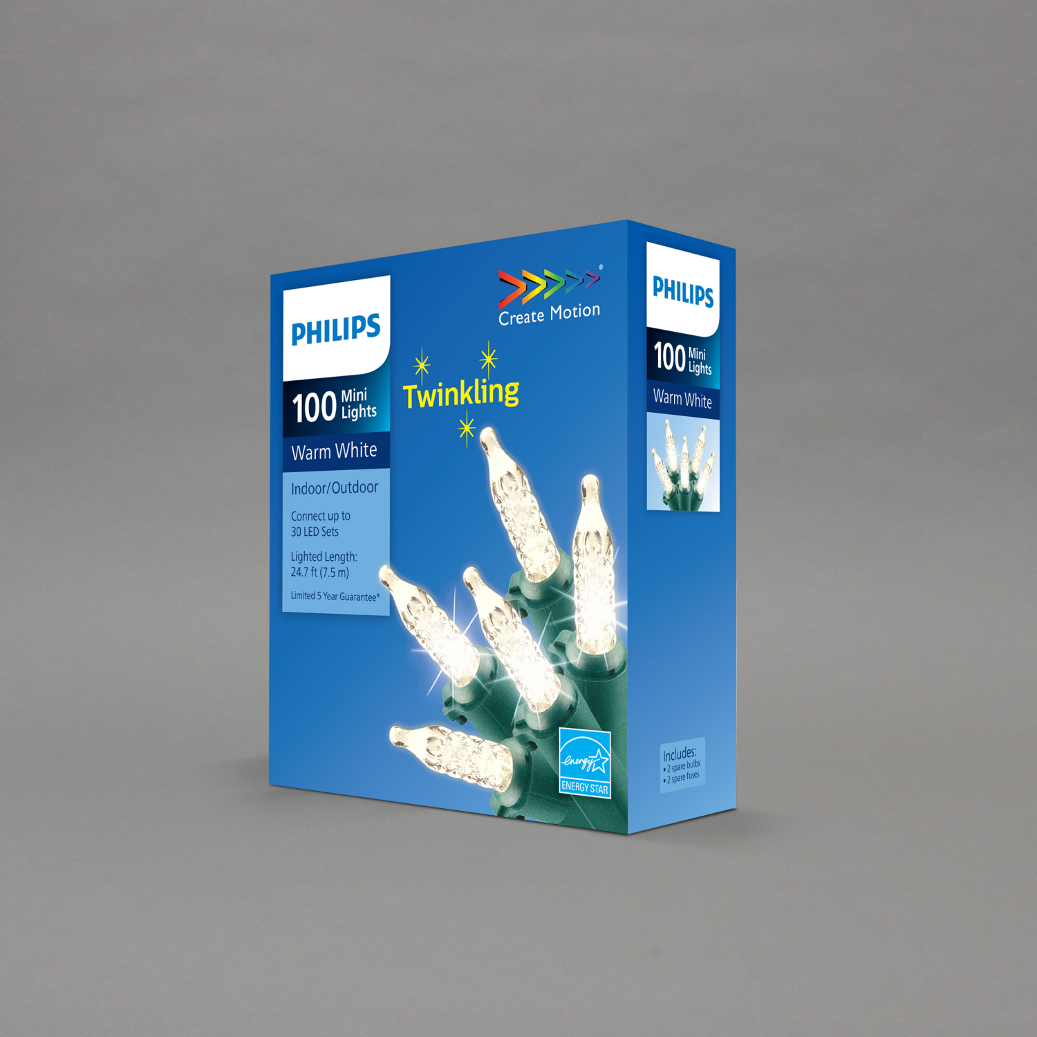 slide 3 of 4, Philips LED Create Motion Twinkling 100 Mini Lights, Warm White, 24.7 ft ltd