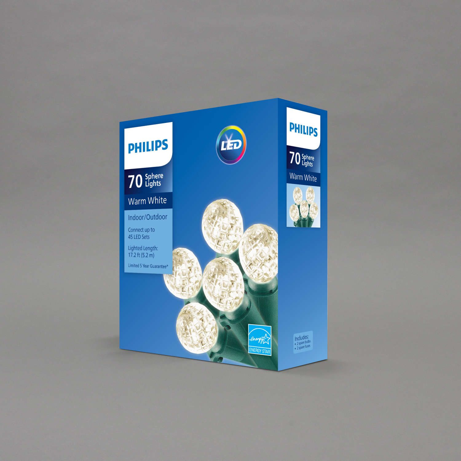 slide 3 of 4, Philips Led 70 Sphere Lights, Warm White, 17.2 ft ltd