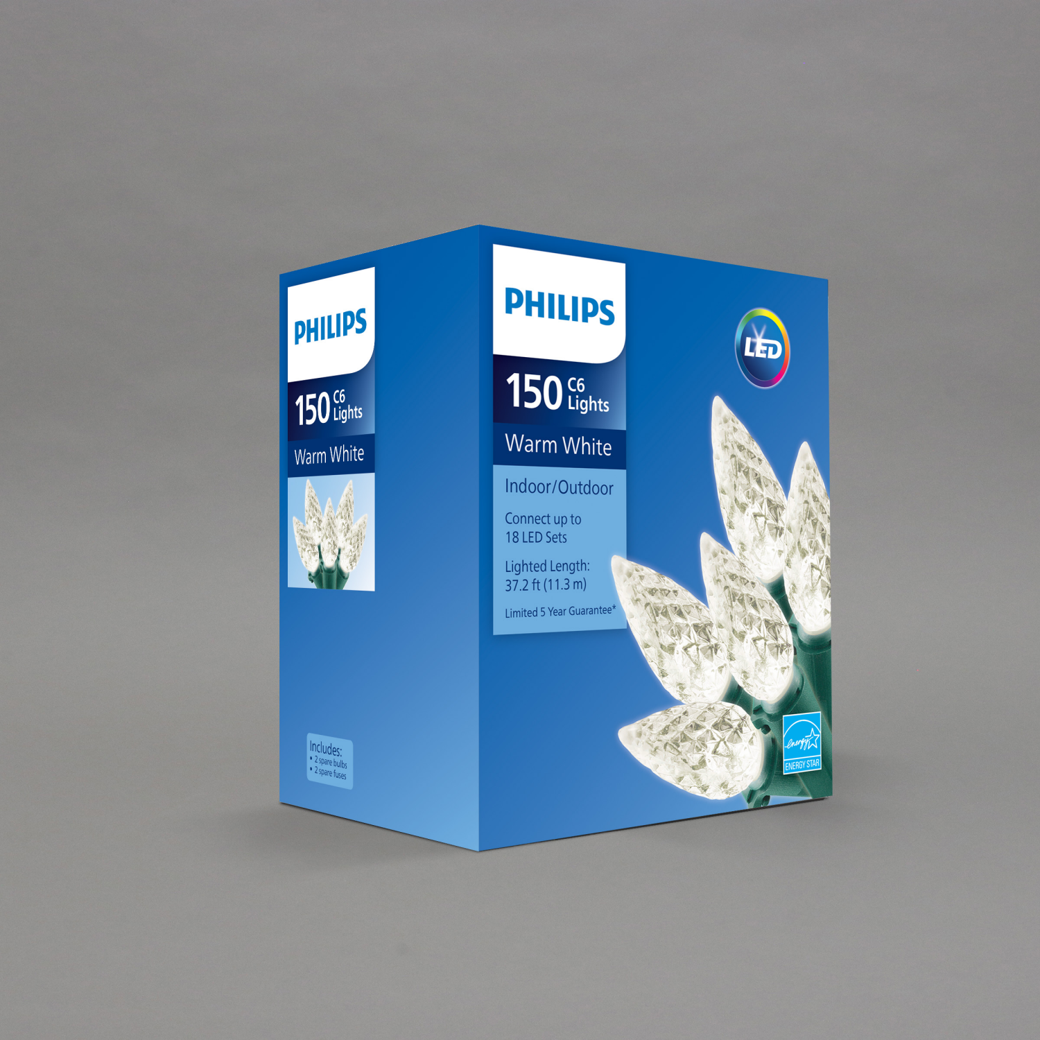 slide 2 of 4, Philips LED 150 C6 Lights, Warm White, 37.2 ft ltd