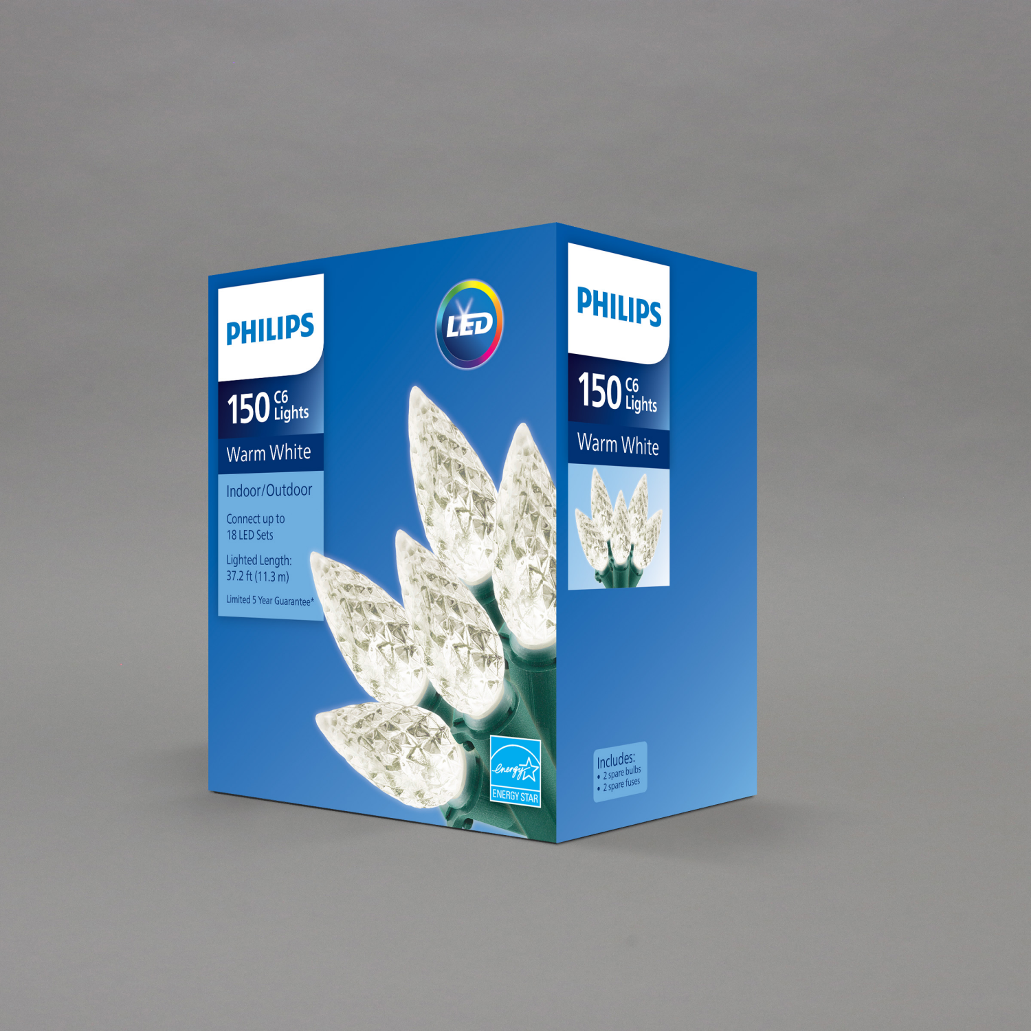 slide 3 of 4, Philips LED 150 C6 Lights, Warm White, 37.2 ft ltd