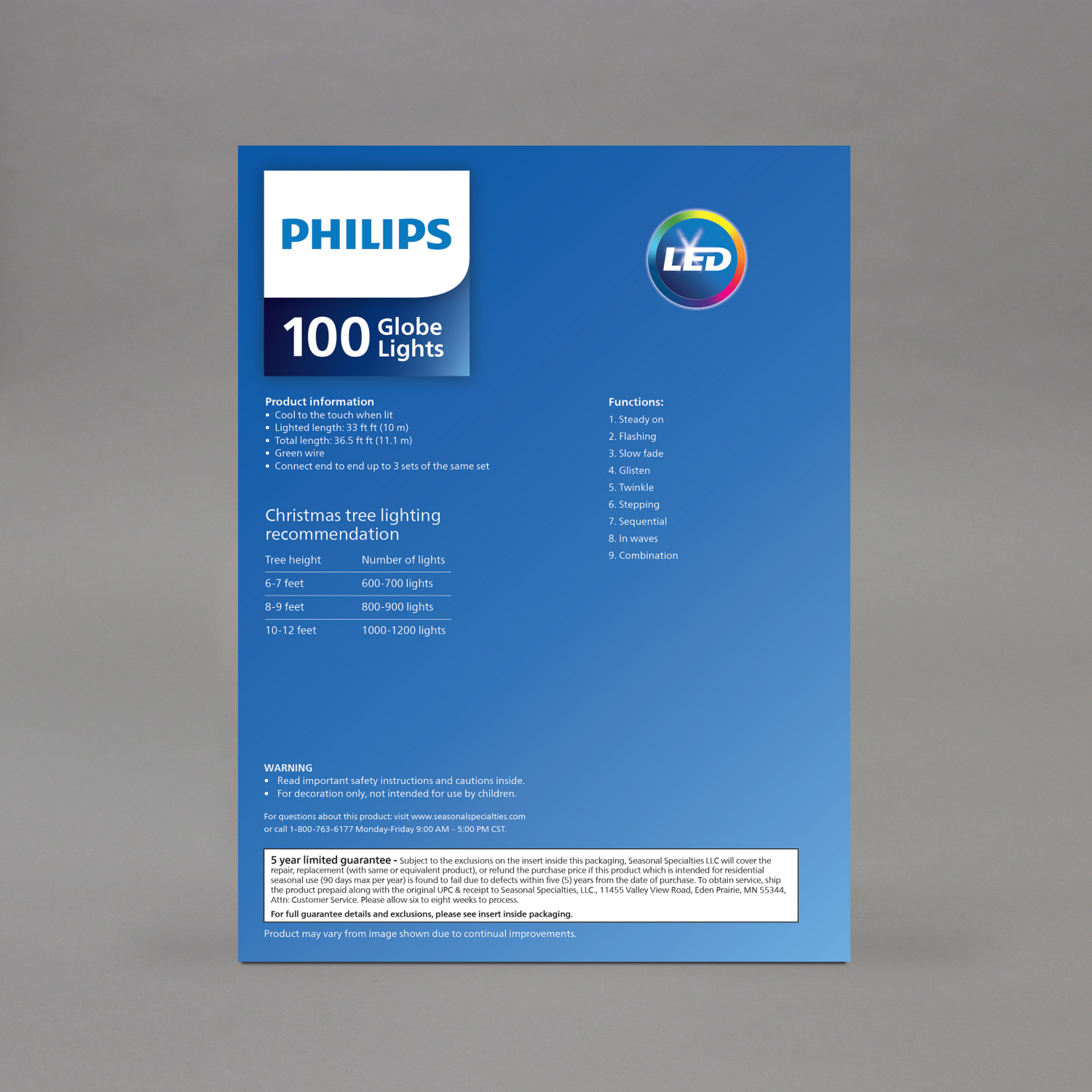 slide 2 of 5, Philips 100Lt 9Mm Mini Globes Multi Led (Purple, Yellow, Gree, Red, Blue), 33 ft