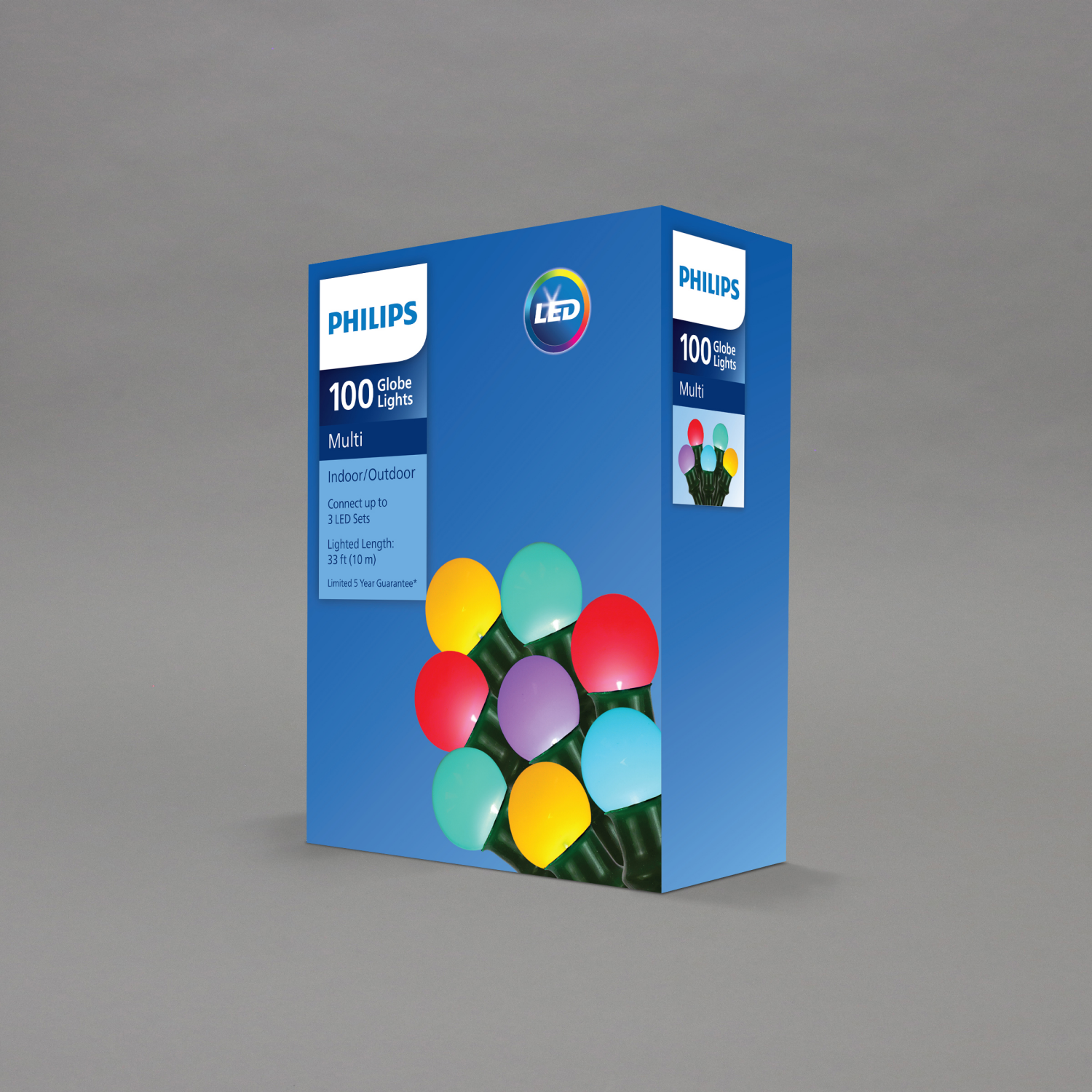 slide 4 of 5, Philips 100Lt 9Mm Mini Globes Multi Led (Purple, Yellow, Gree, Red, Blue), 33 ft