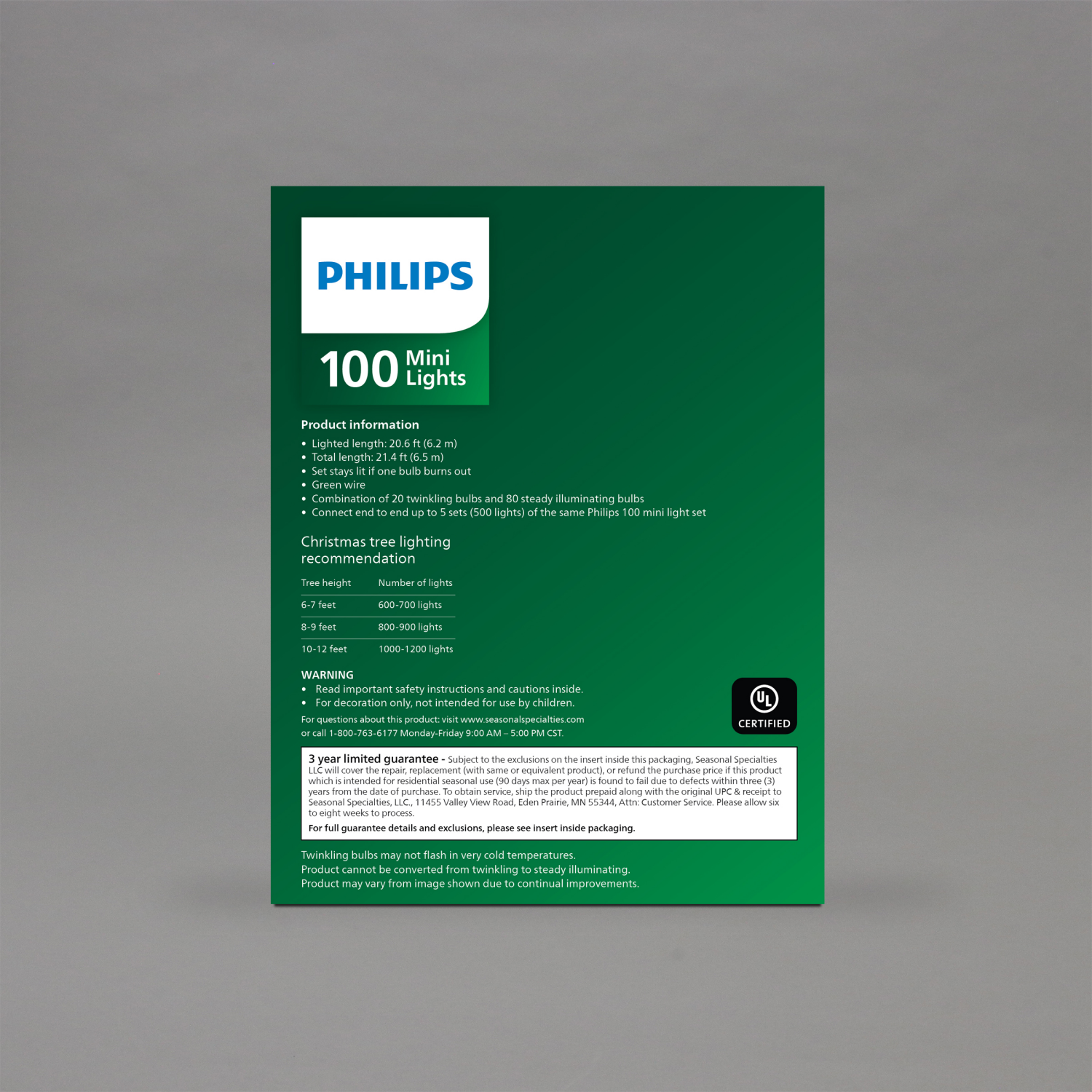 slide 2 of 5, Philips 100Lt Twinkling Incandescent Multi (Red, Green, Purple, Blue, Yellow), 20.6 ft