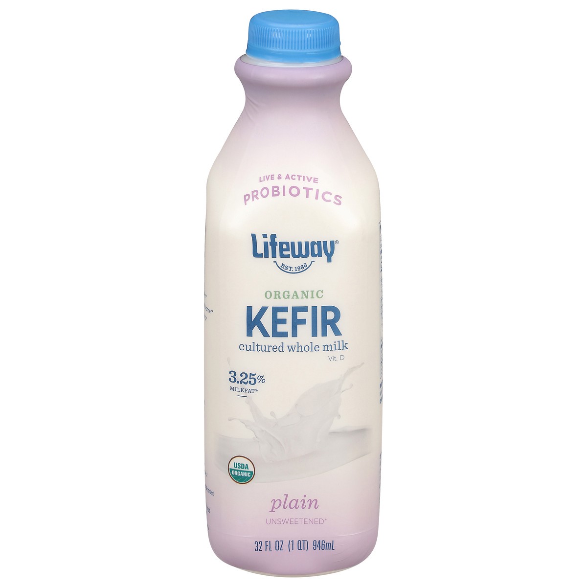 slide 1 of 9, Lifeway Organic Whole Milk Plain Kefir, 32 fl oz
