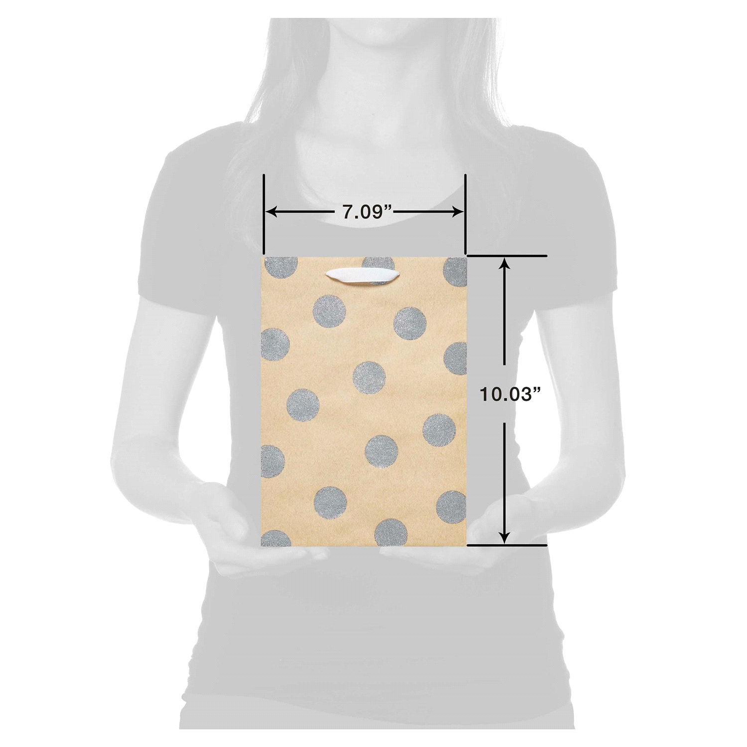 slide 2 of 3, American Greetings Medium Gift Bag, Silver Dots on Kraft,, 1 ct