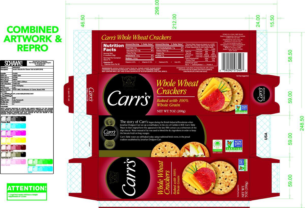 slide 9 of 13, Carr's Crackers, Whole Wheat, 7 oz, 7 oz