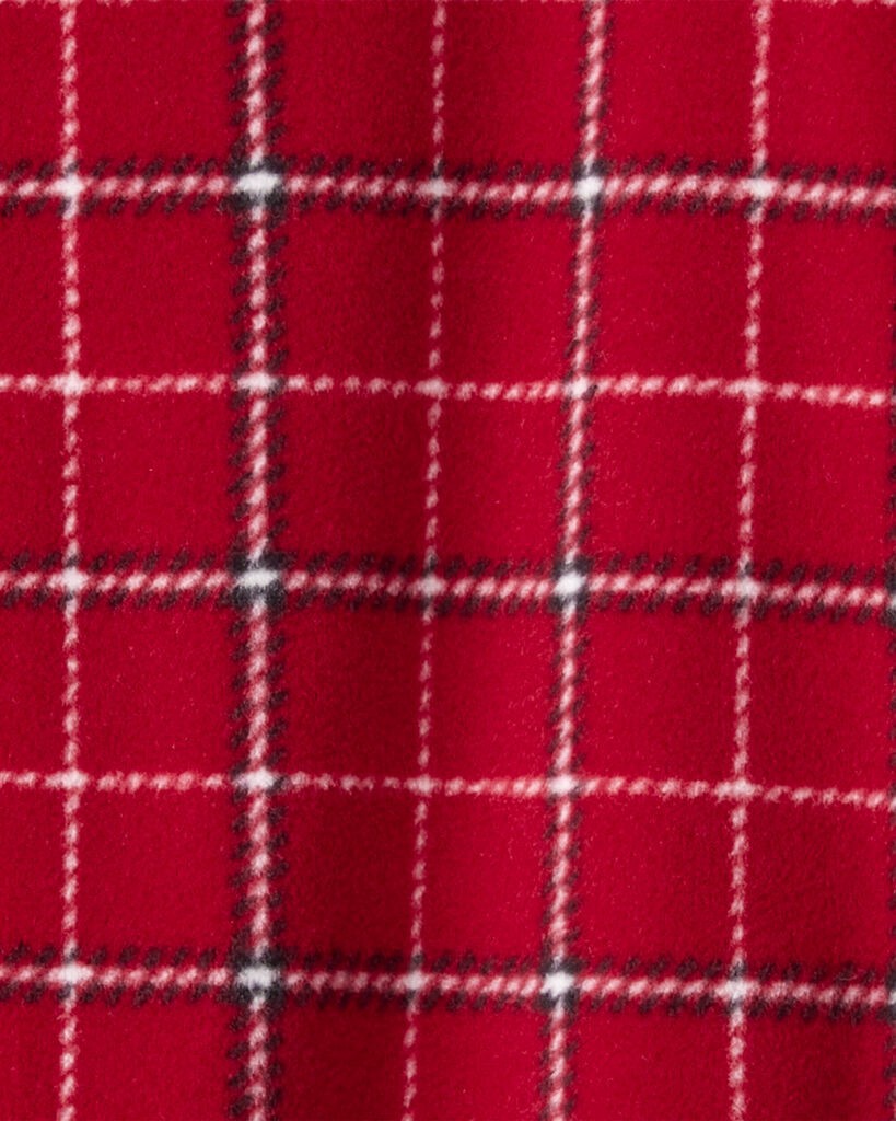 slide 2 of 4, Carter's Carters Toddler Boy Plaid Print Fleece Long-Sleeve Loose Fit 1-Piece Pajamas - Red Red 3T, 1 ct