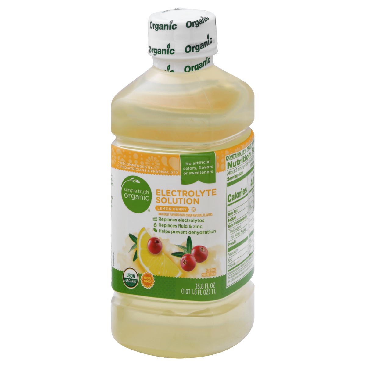 slide 4 of 10, Simple Truth Organic Lemon Berry Electrolyte Solution 33.8 oz, 33.8 oz