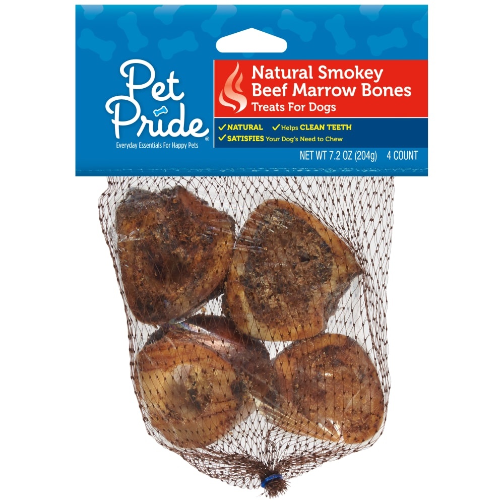 slide 1 of 1, Pet Pride Natural Smokey Beef Marrow Bone Dog Treats, 4 ct; 7.2 oz