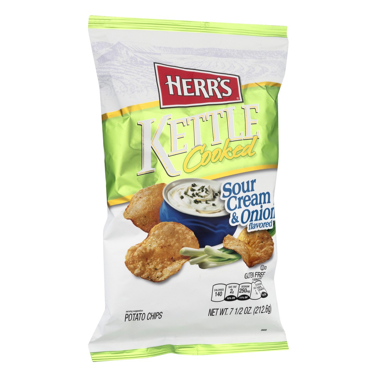 slide 2 of 10, Herr's Kettle Cooked Potato Chips, Sour Cream And Onion, 7.5 oz