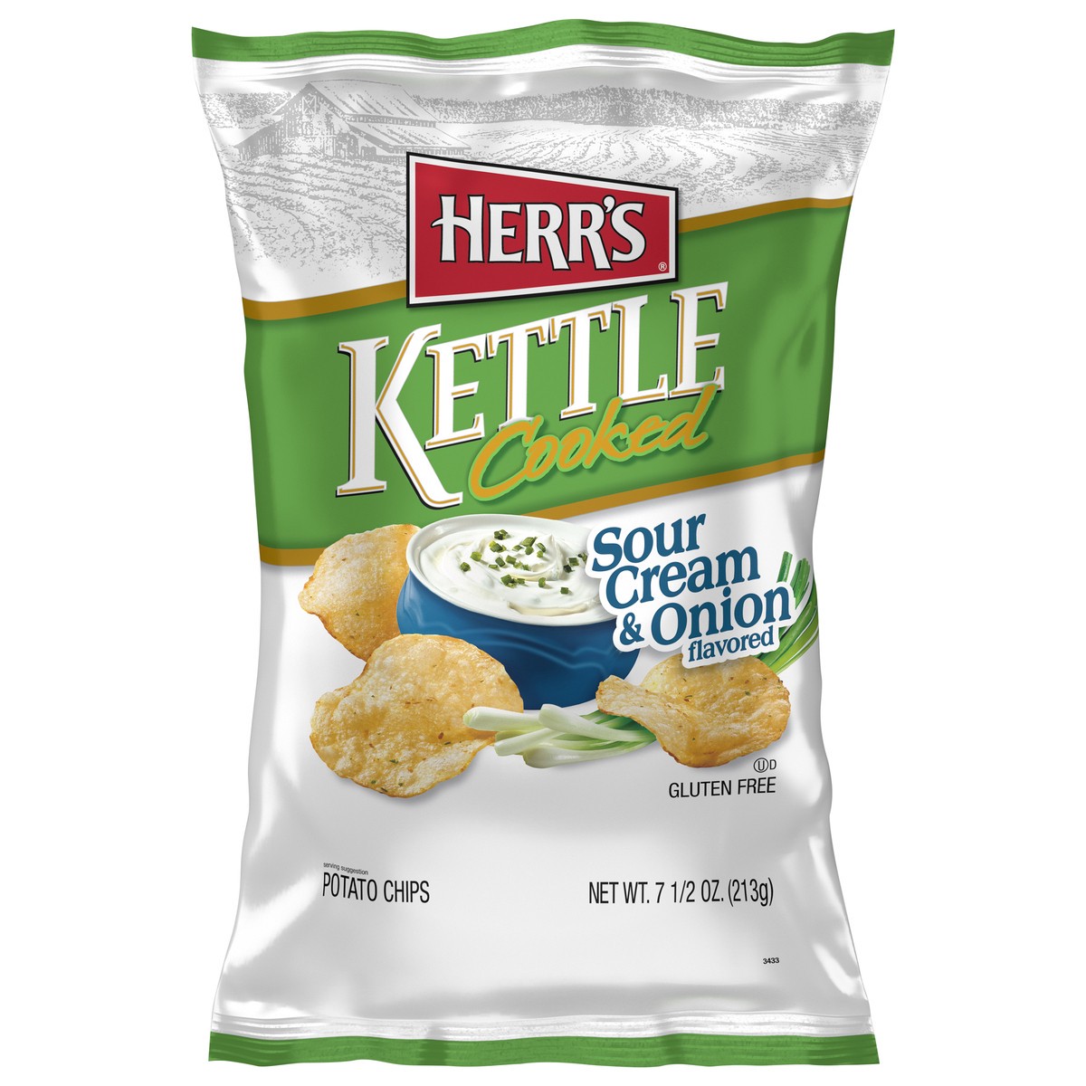 slide 1 of 10, Herr's Kettle Cooked Potato Chips, Sour Cream And Onion, 7.5 oz