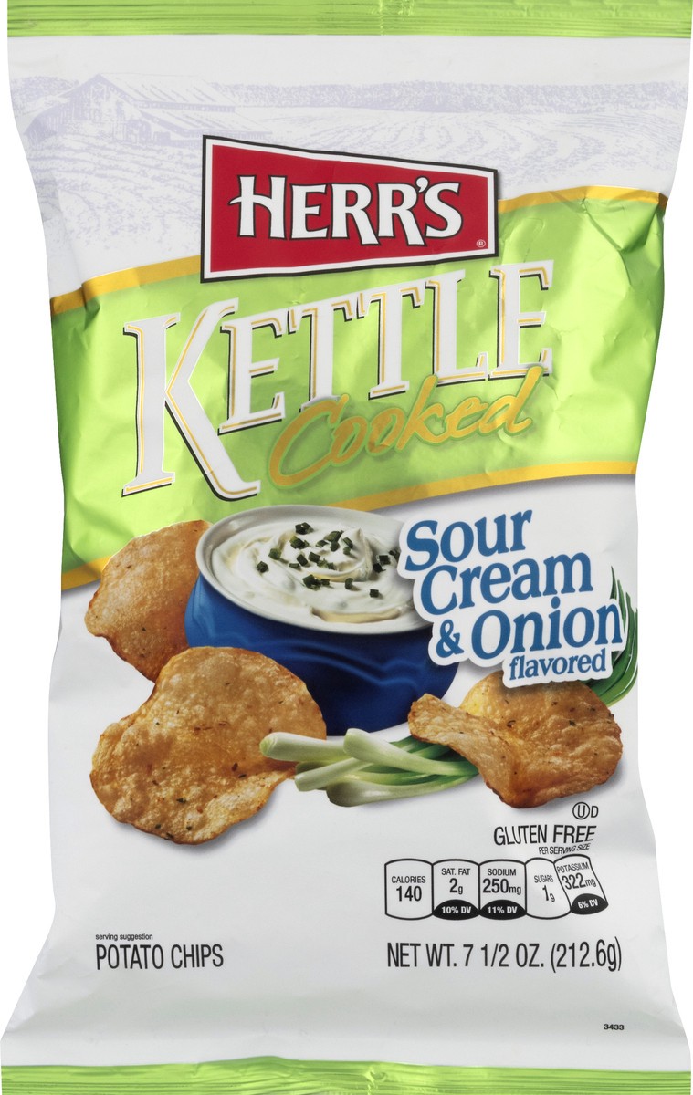 slide 9 of 10, Herr's Kettle Cooked Potato Chips, Sour Cream And Onion, 7.5 oz