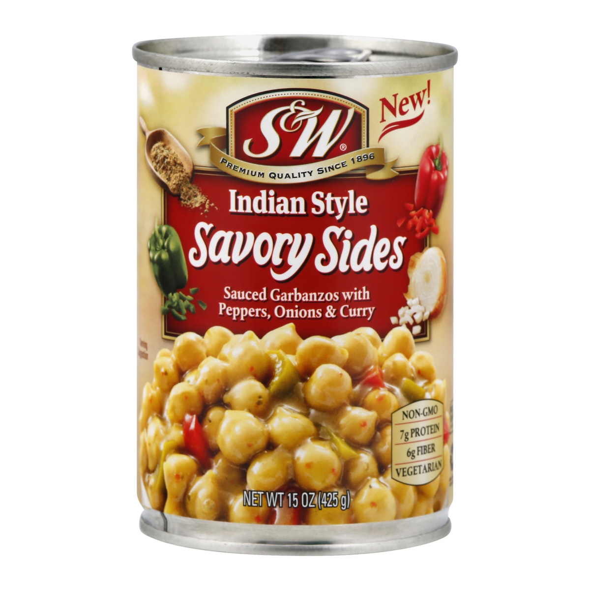 slide 1 of 6, S&W Indian Style Savory Side Sauced Garbanzos, 15 oz
