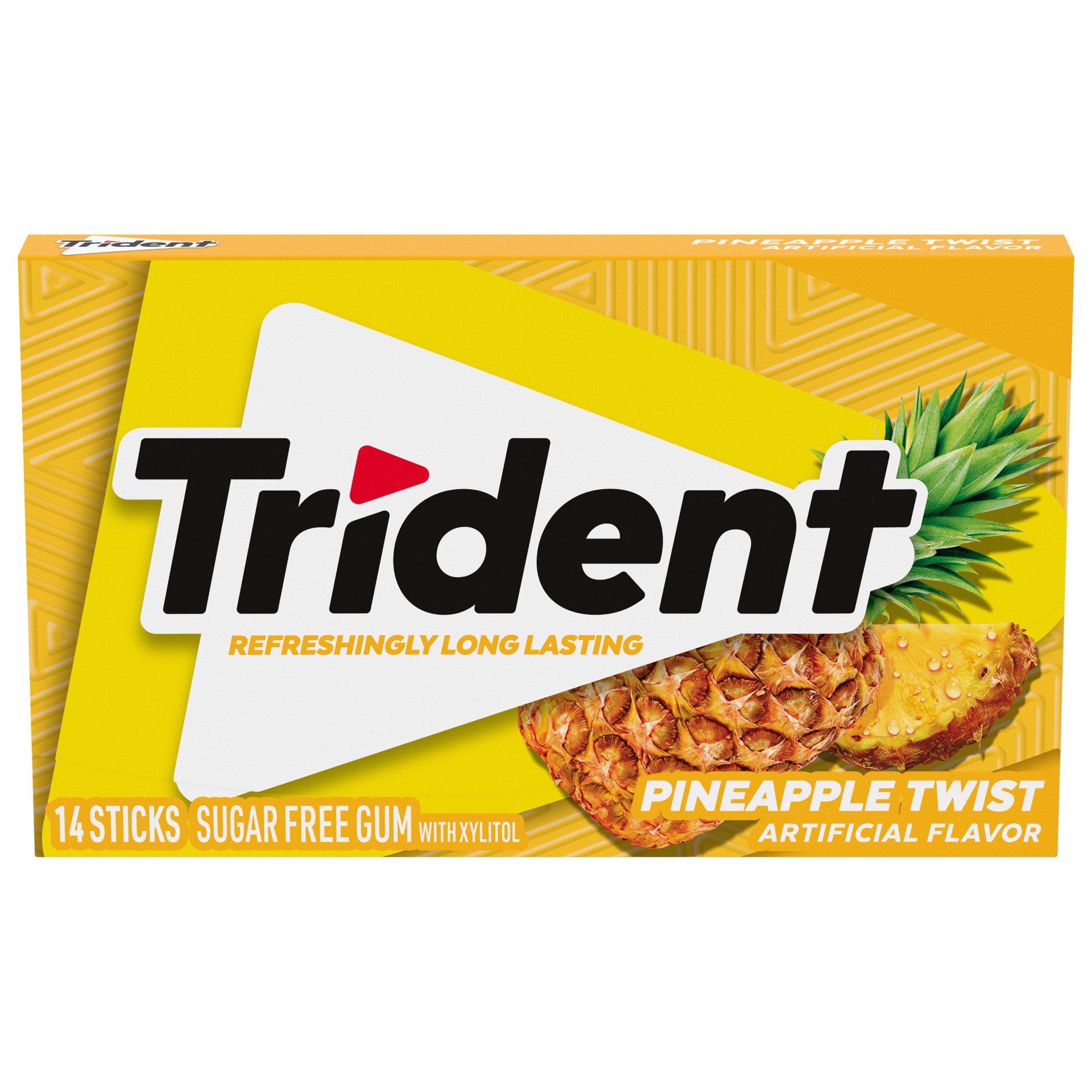 slide 1 of 9, Trident Pineapple Twist Sugar Free Gum, Made with Xylitol, 14 Piece Pack, 0.06 lb