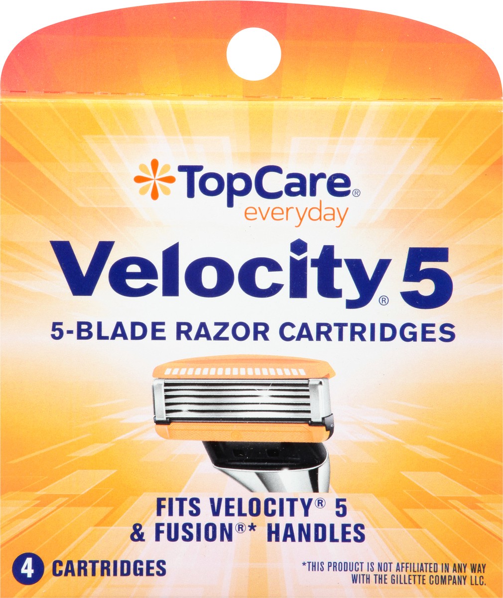 slide 9 of 9, TopCare Everyday Velocity 5 5-Blade Razor Cartridges 4 ea, 4 ct