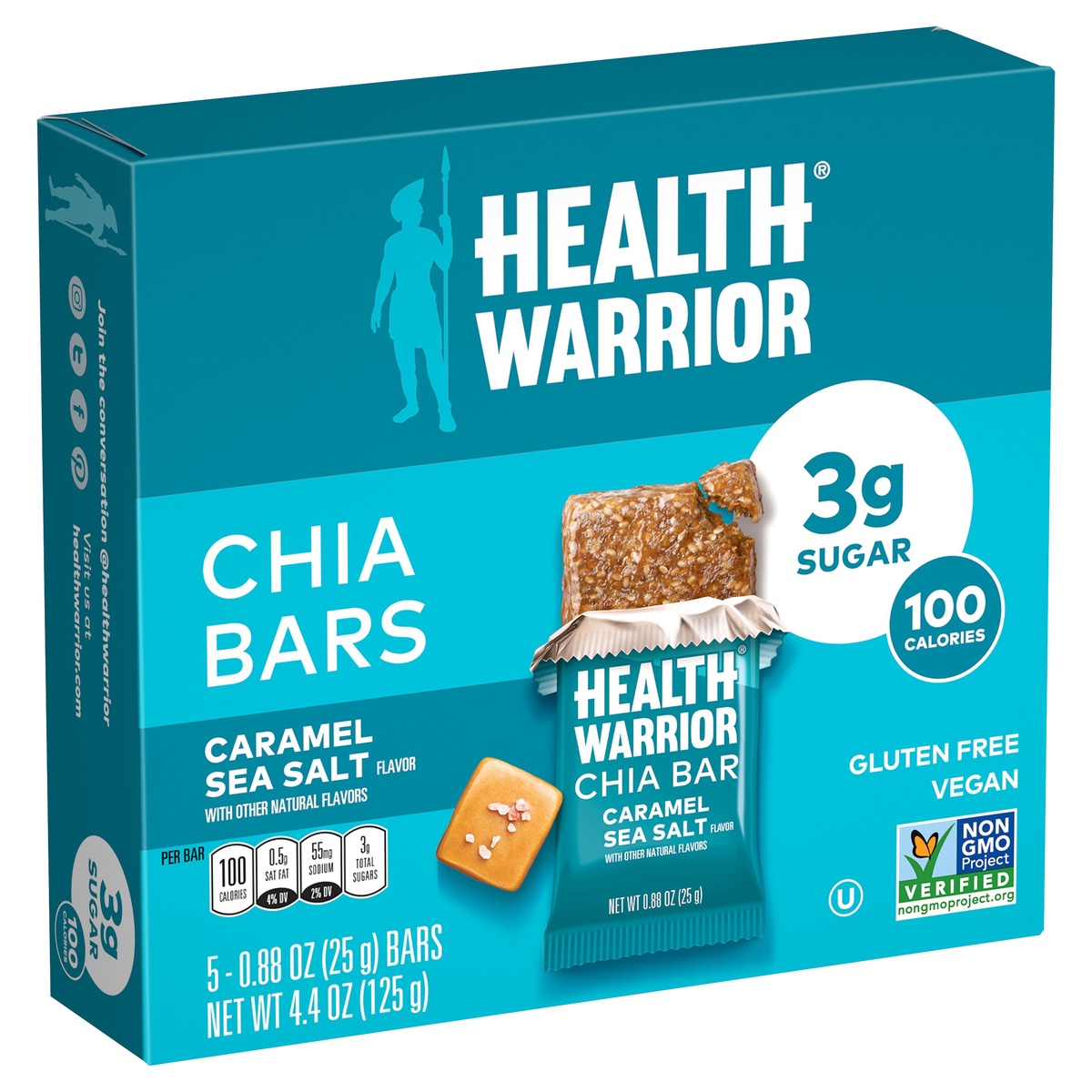 slide 2 of 7, Health Warrior Caramel Sea Salt Chia Bars, 5 ct