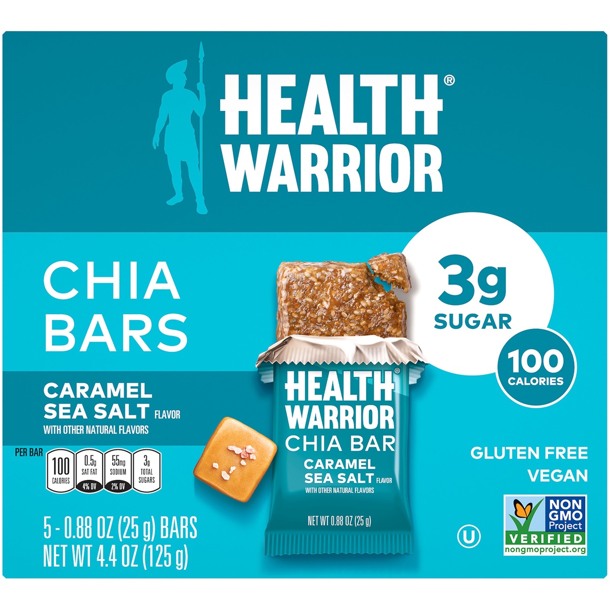 slide 6 of 7, Health Warrior Caramel Sea Salt Chia Bars, 5 ct