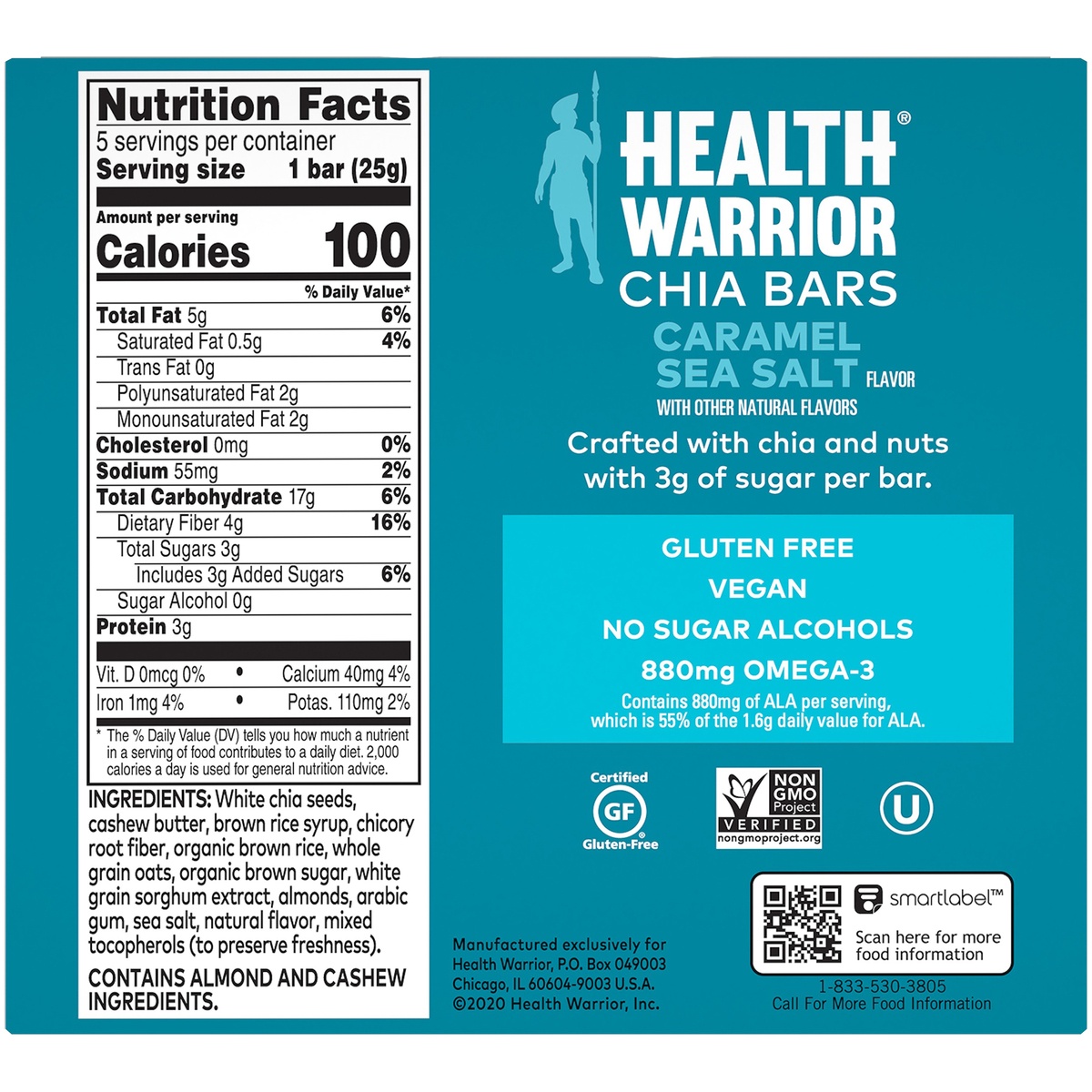 slide 7 of 7, Health Warrior Caramel Sea Salt Chia Bars, 5 ct