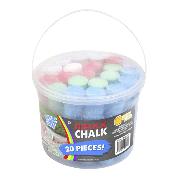 slide 8 of 9, Maxx Chalk Play Bucket with chalk, 20 ct