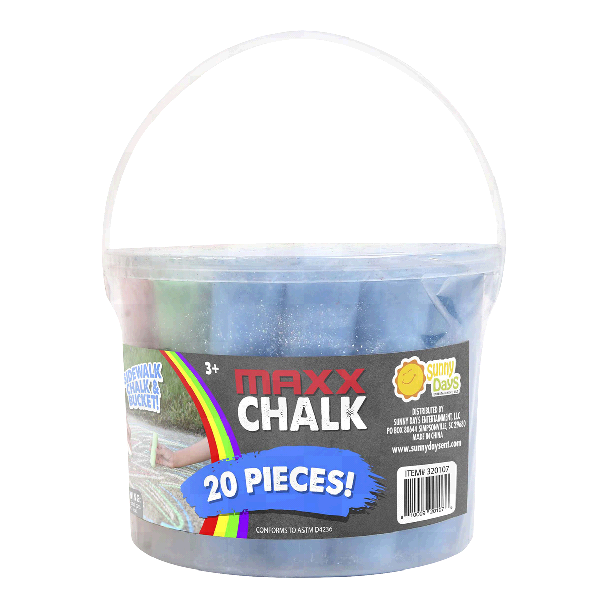 slide 1 of 1, Maxx Chalk Play Bucket with chalk, 20 ct