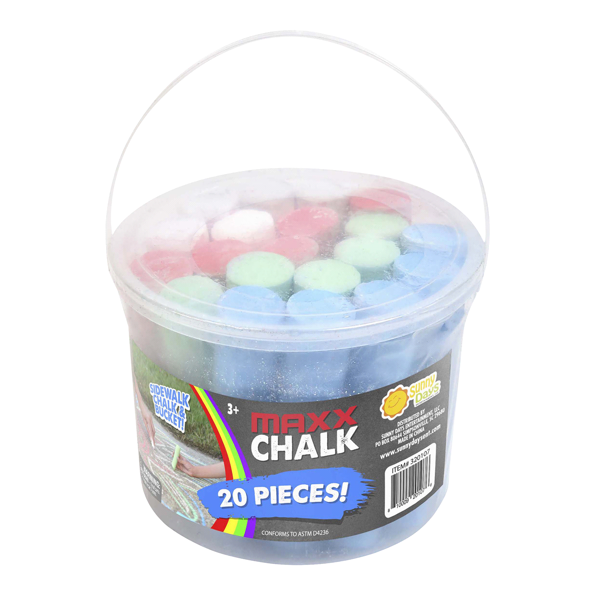 slide 9 of 9, Maxx Chalk Play Bucket with chalk, 20 ct