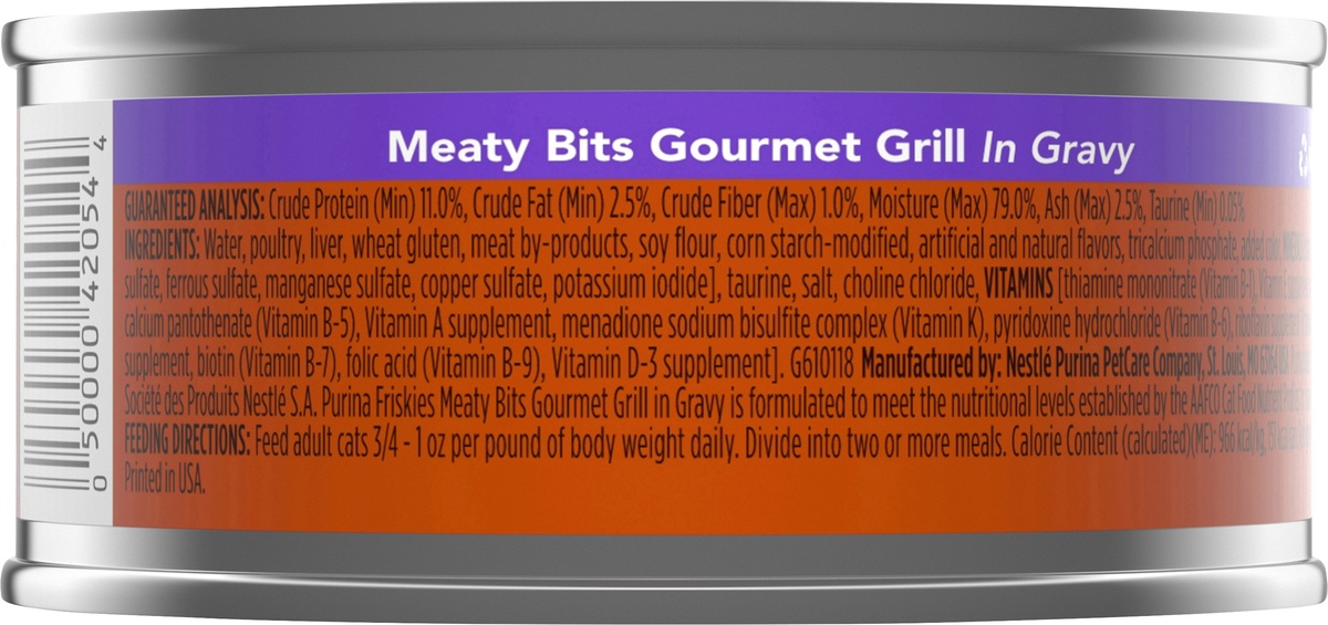 slide 7 of 7, Friskies Meaty Bits Cat Food, Gourmet Grill in Gravy, 5.5 oz
