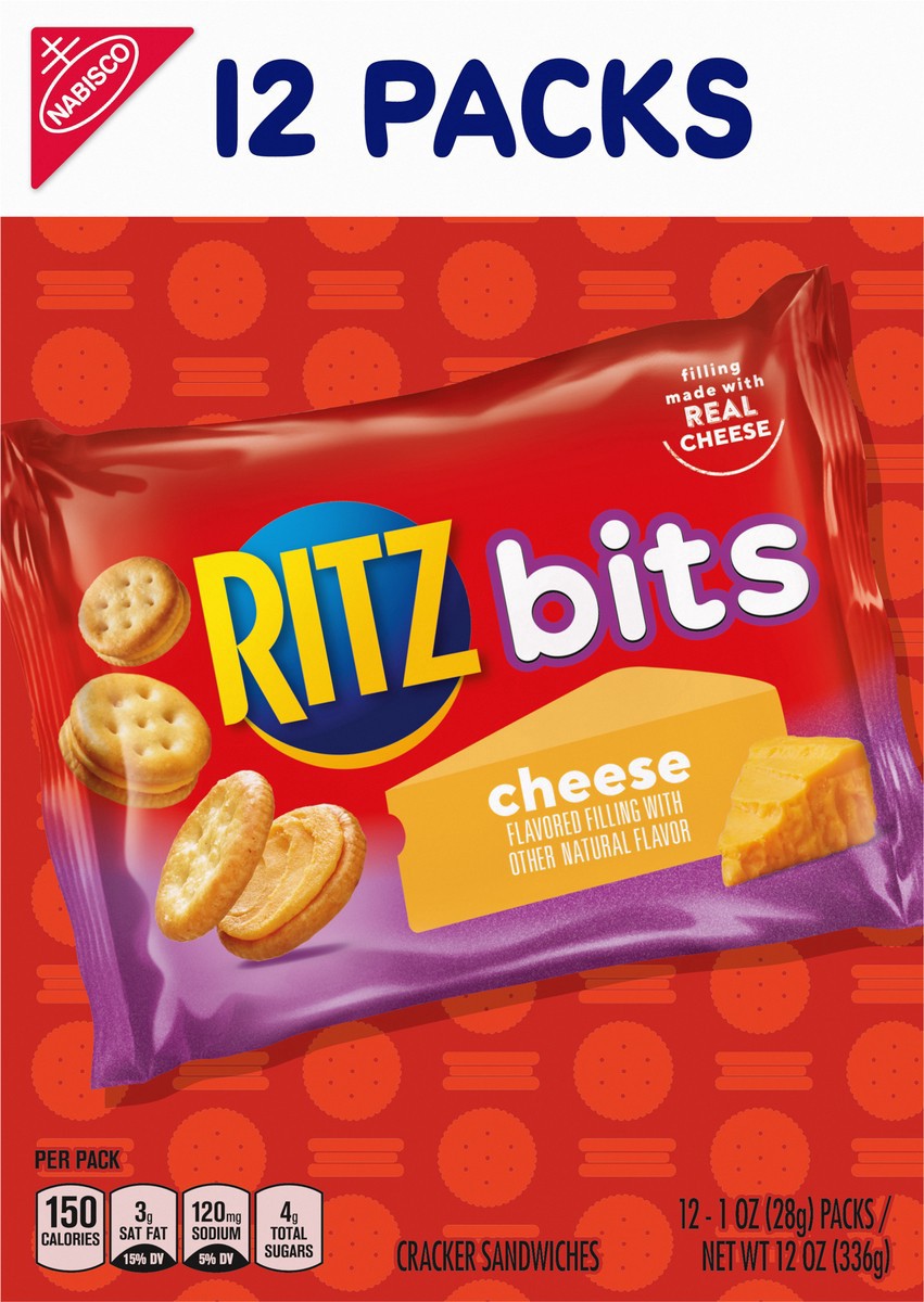 slide 5 of 9, RITZ Bits Cheese Sandwich Crackers, 12 Snack Packs, 12 ct